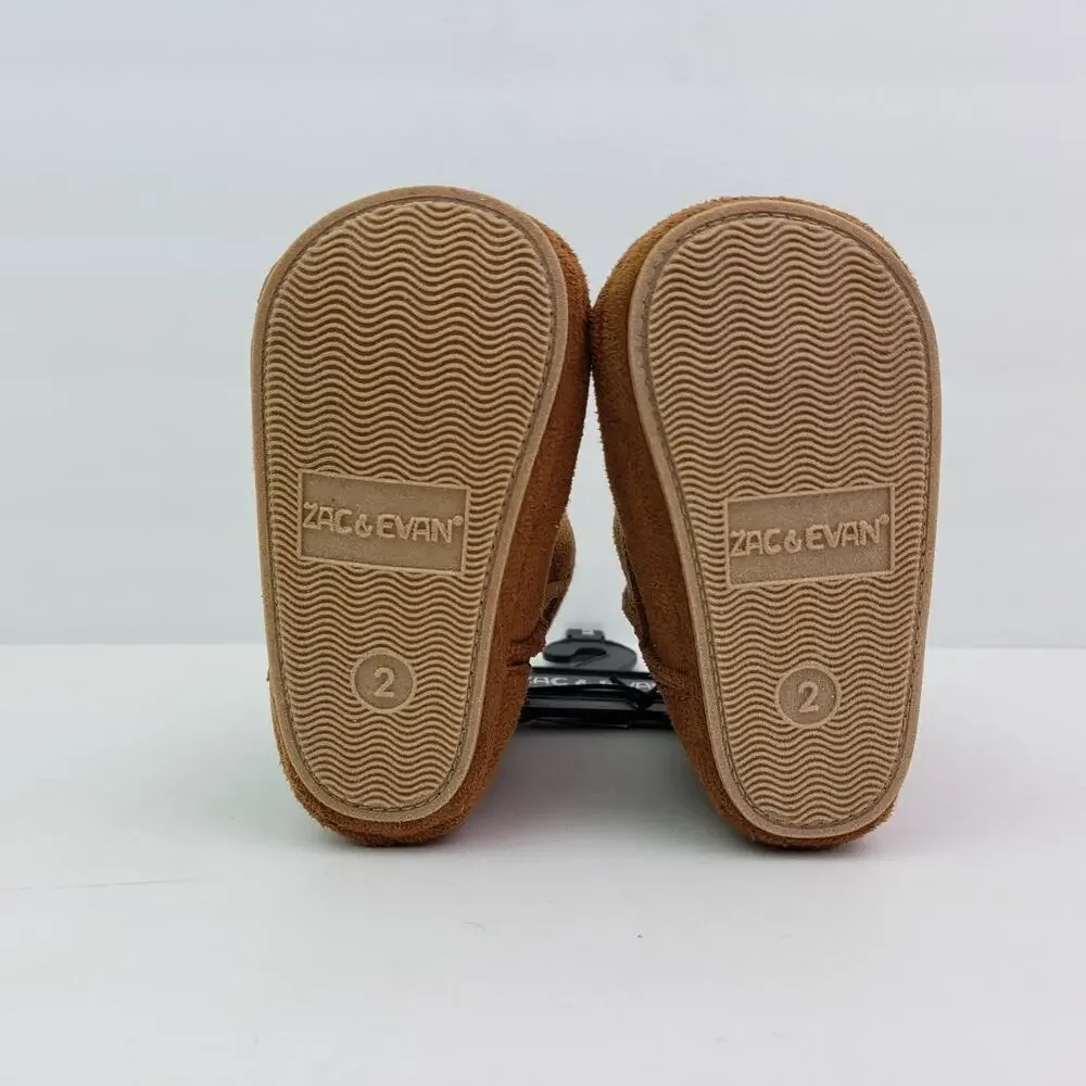 Zac & Evan Infant Baby Size 2 3-6 Months Brown Suede Slipper Boots